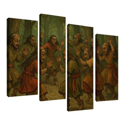 Forest Masks Ancestral Circle Dance modern paintings frame