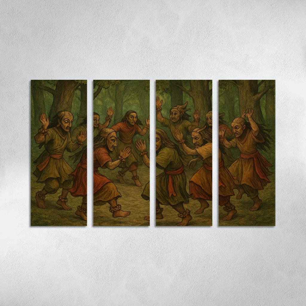 Forest Masks Ancestral Circle Dance modern paintings frame