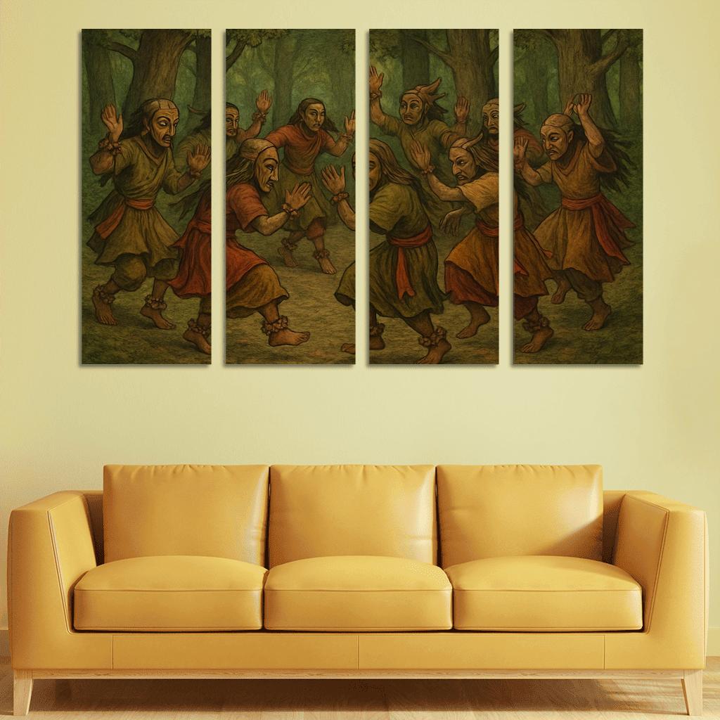Forest Masks Ancestral Circle Dance modern paintings frame