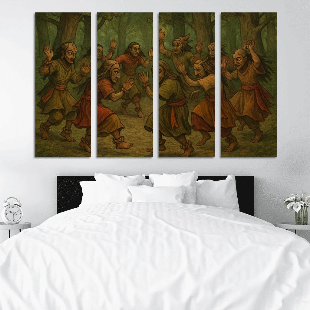 Forest Masks Ancestral Circle Dance modern paintings frame