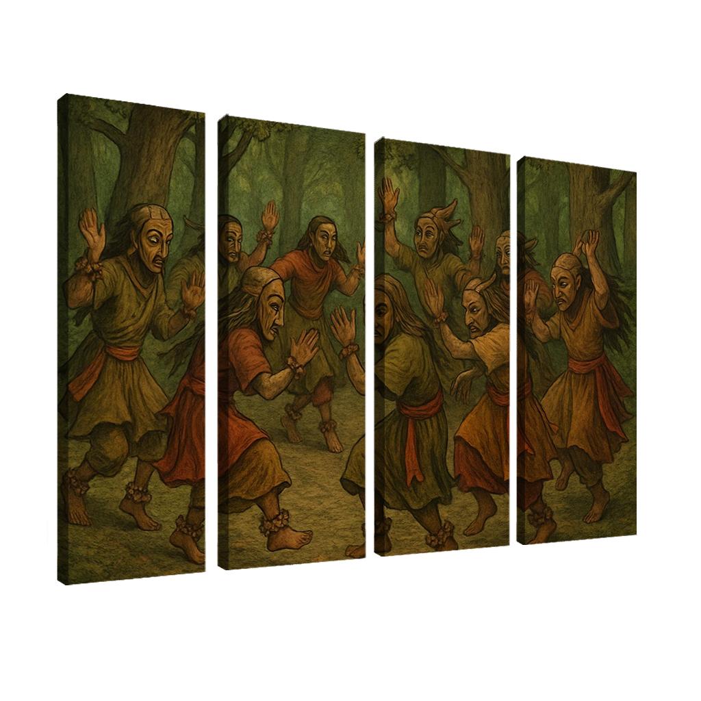 Forest Masks Ancestral Circle Dance modern paintings frame