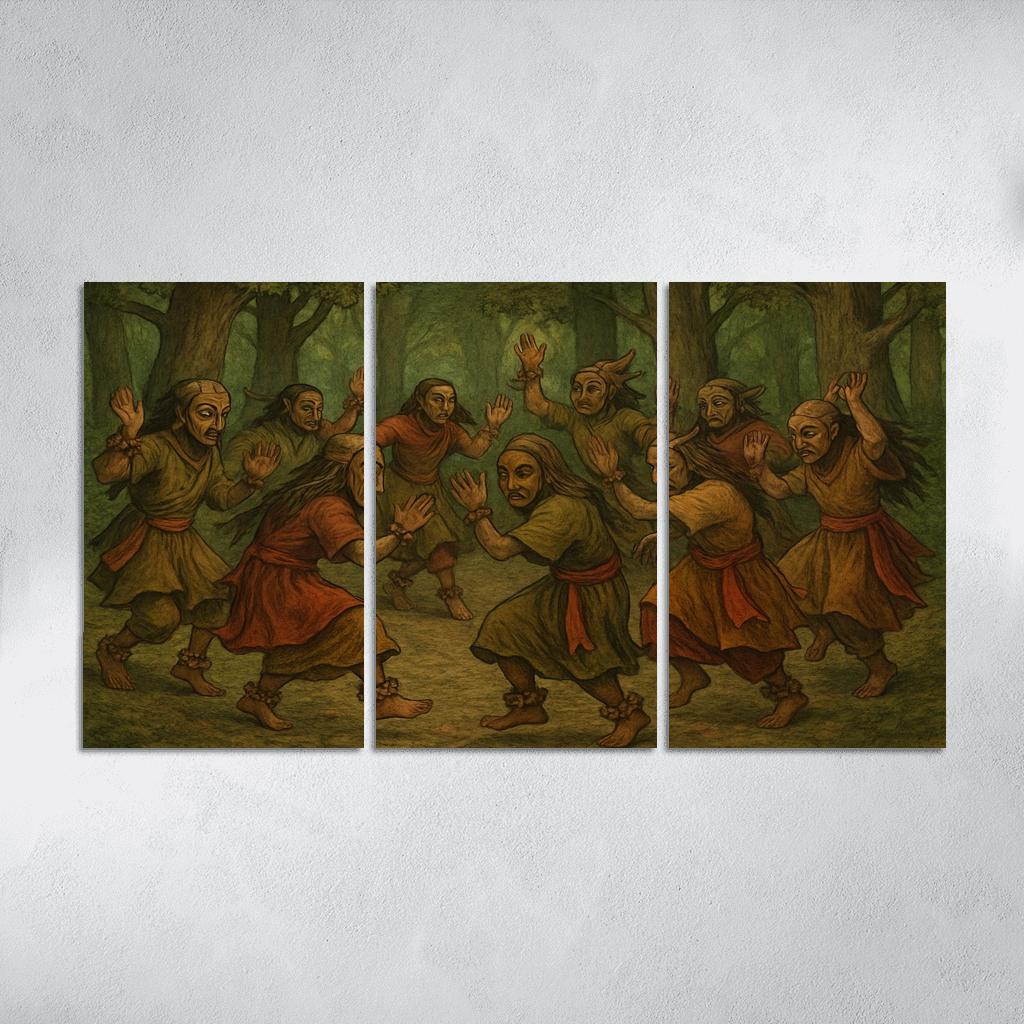 Forest Masks Ancestral Circle Dance modern paintings frame