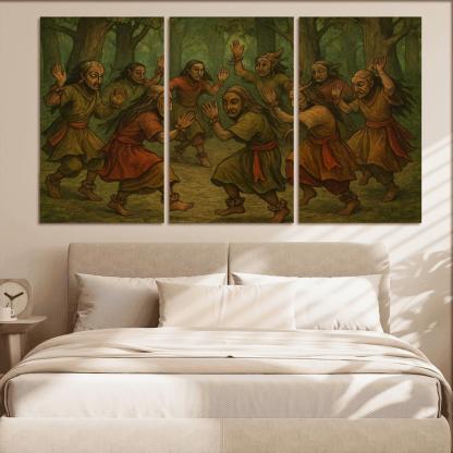 Forest Masks Ancestral Circle Dance modern paintings frame