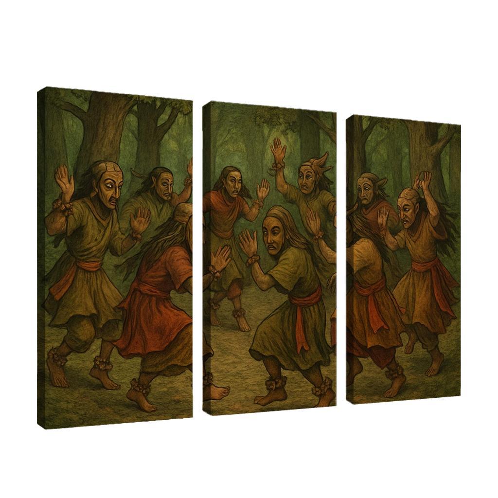 Forest Masks Ancestral Circle Dance modern paintings frame