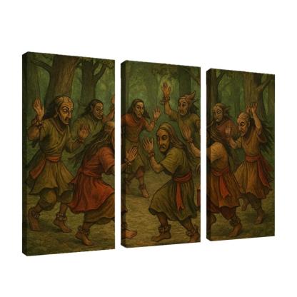 Forest Masks Ancestral Circle Dance modern paintings frame
