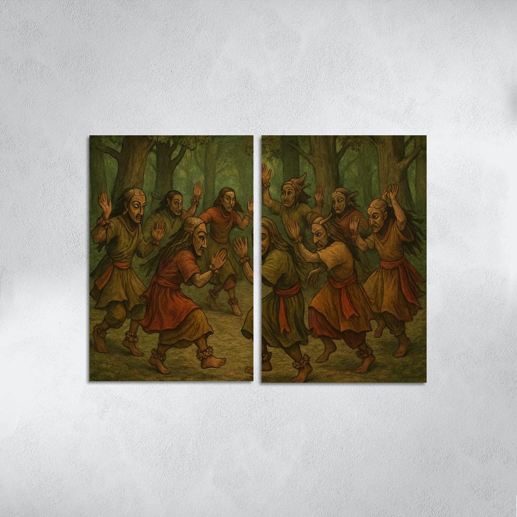Forest Masks Ancestral Circle Dance modern paintings frame