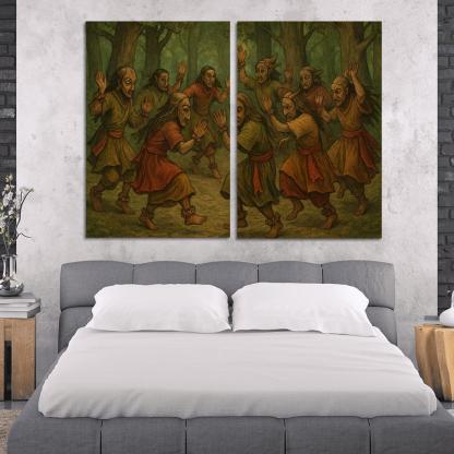 Forest Masks Ancestral Circle Dance modern paintings frame