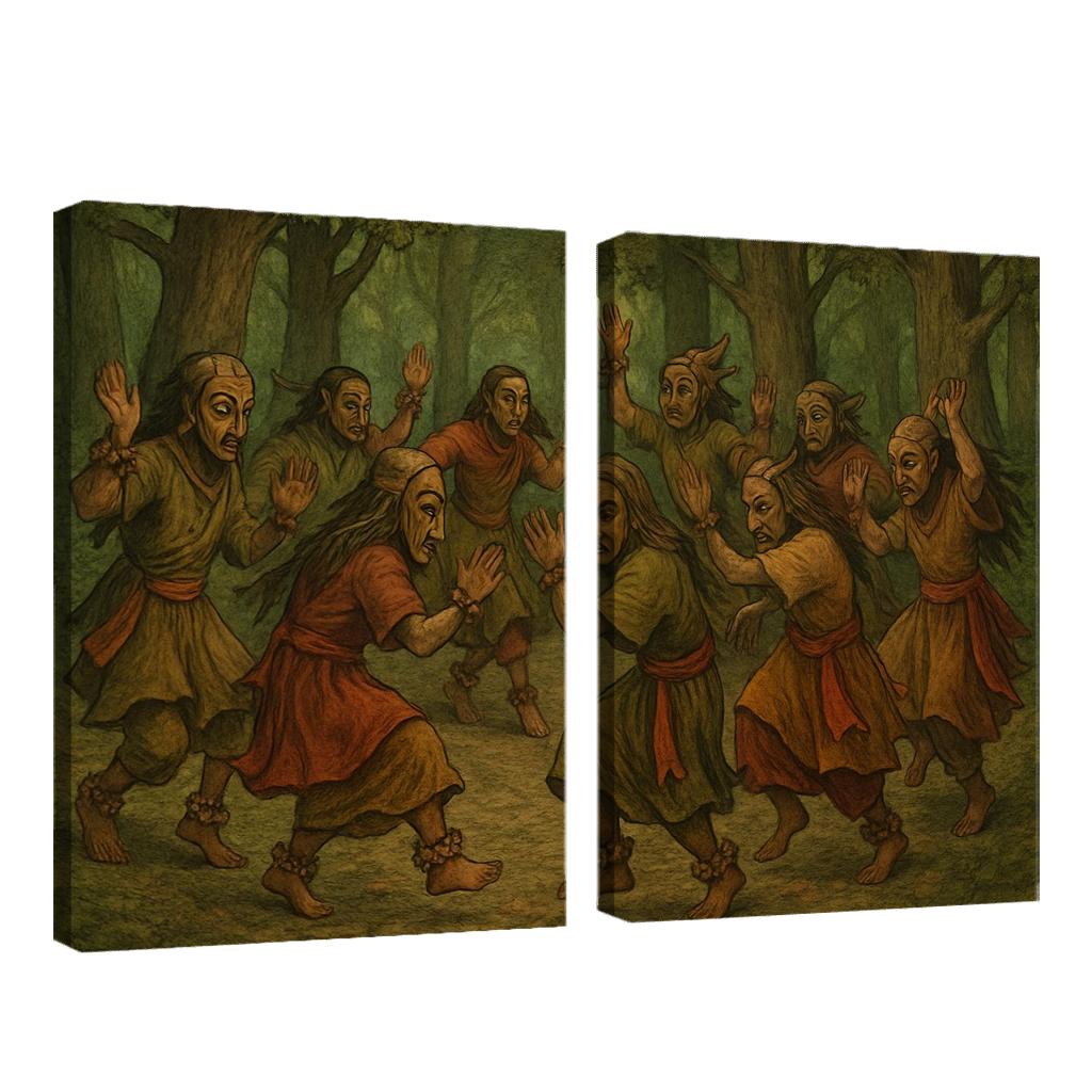 Forest Masks Ancestral Circle Dance modern paintings frame