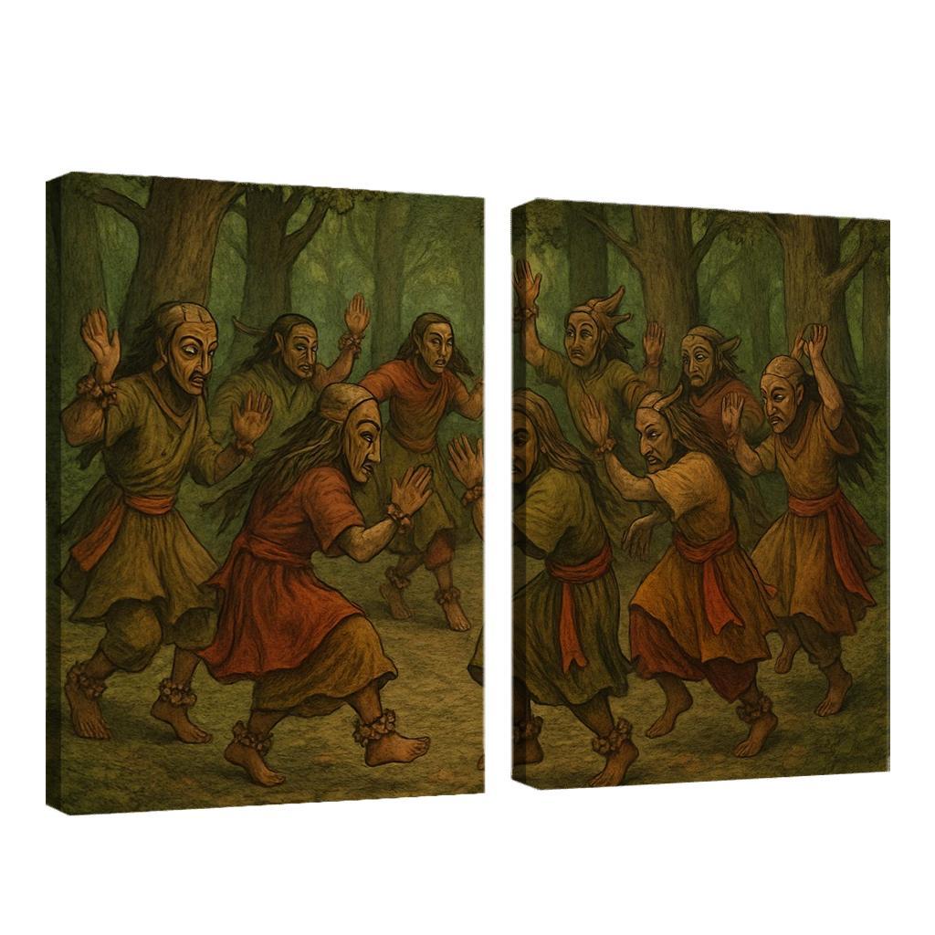 Forest Masks Ancestral Circle Dance modern paintings frame