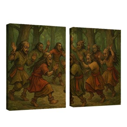 Forest Masks Ancestral Circle Dance modern paintings frame