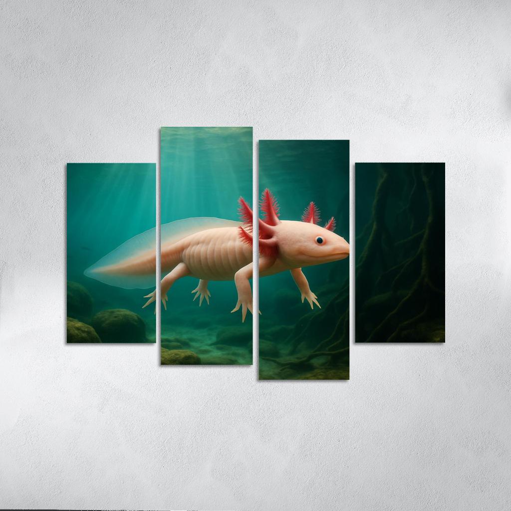 The Enigmatic Axolotl In A Crystal Clear Cenote wall art