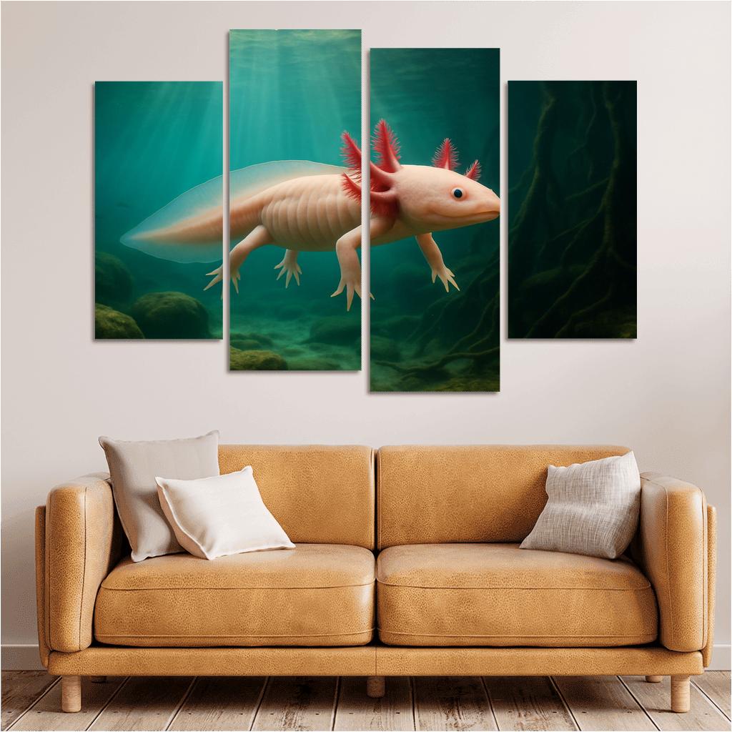 The Enigmatic Axolotl In A Crystal Clear Cenote wall art