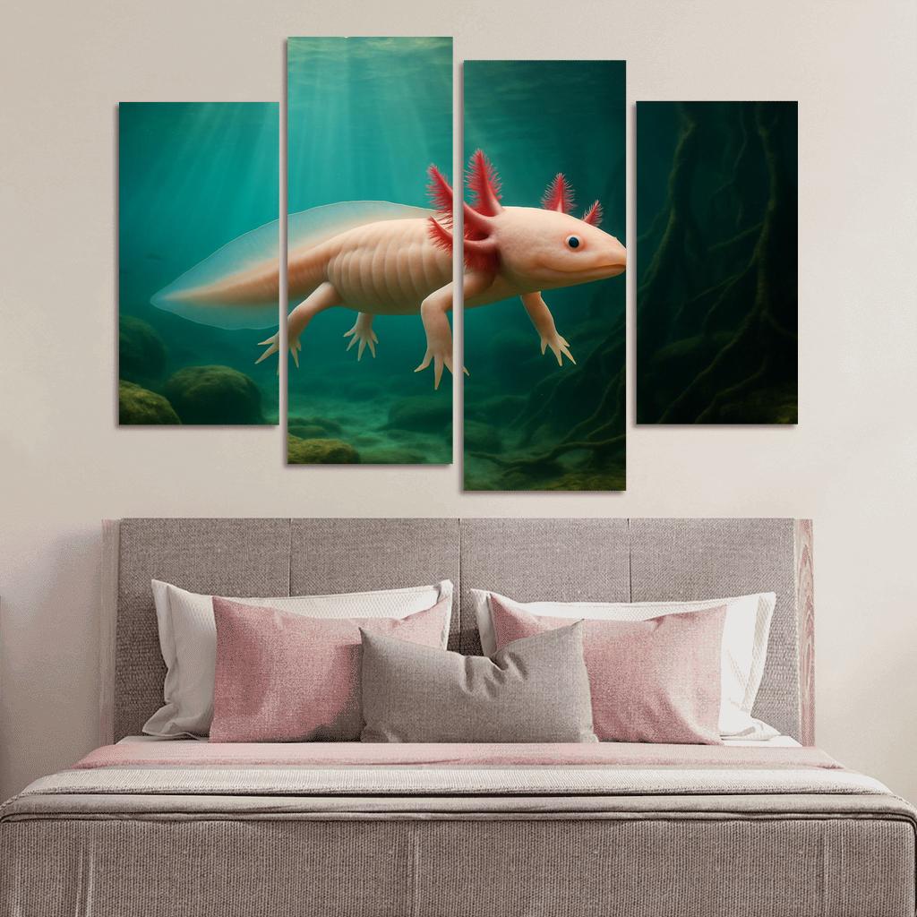 The Enigmatic Axolotl In A Crystal Clear Cenote wall art
