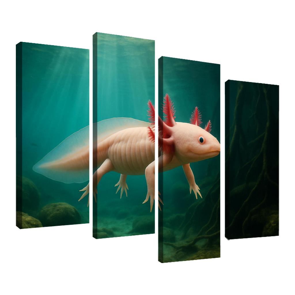 The Enigmatic Axolotl In A Crystal Clear Cenote wall art