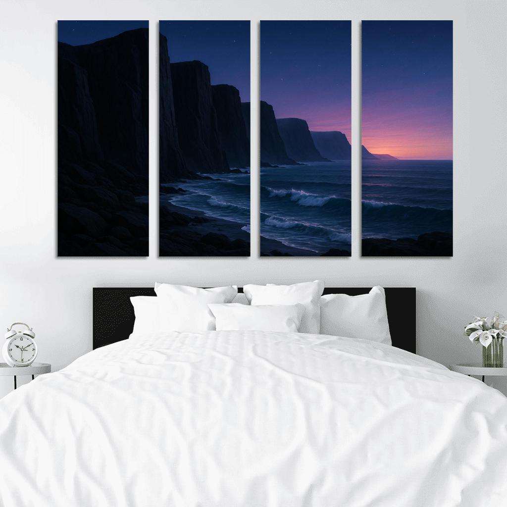 Celestial Glow Over Obsidian Cliffs wall art