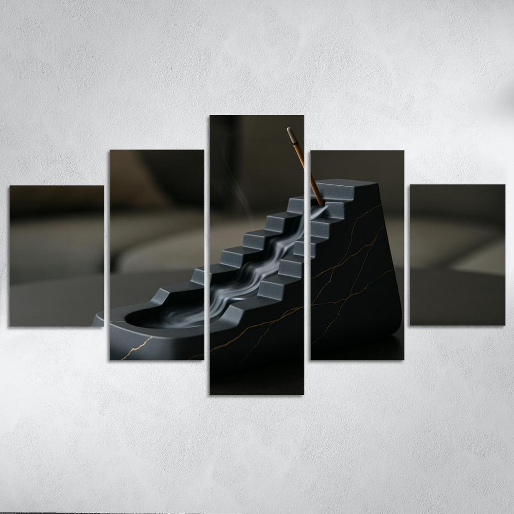 Sculptural Cascade Incense Holder multi-panel paintings