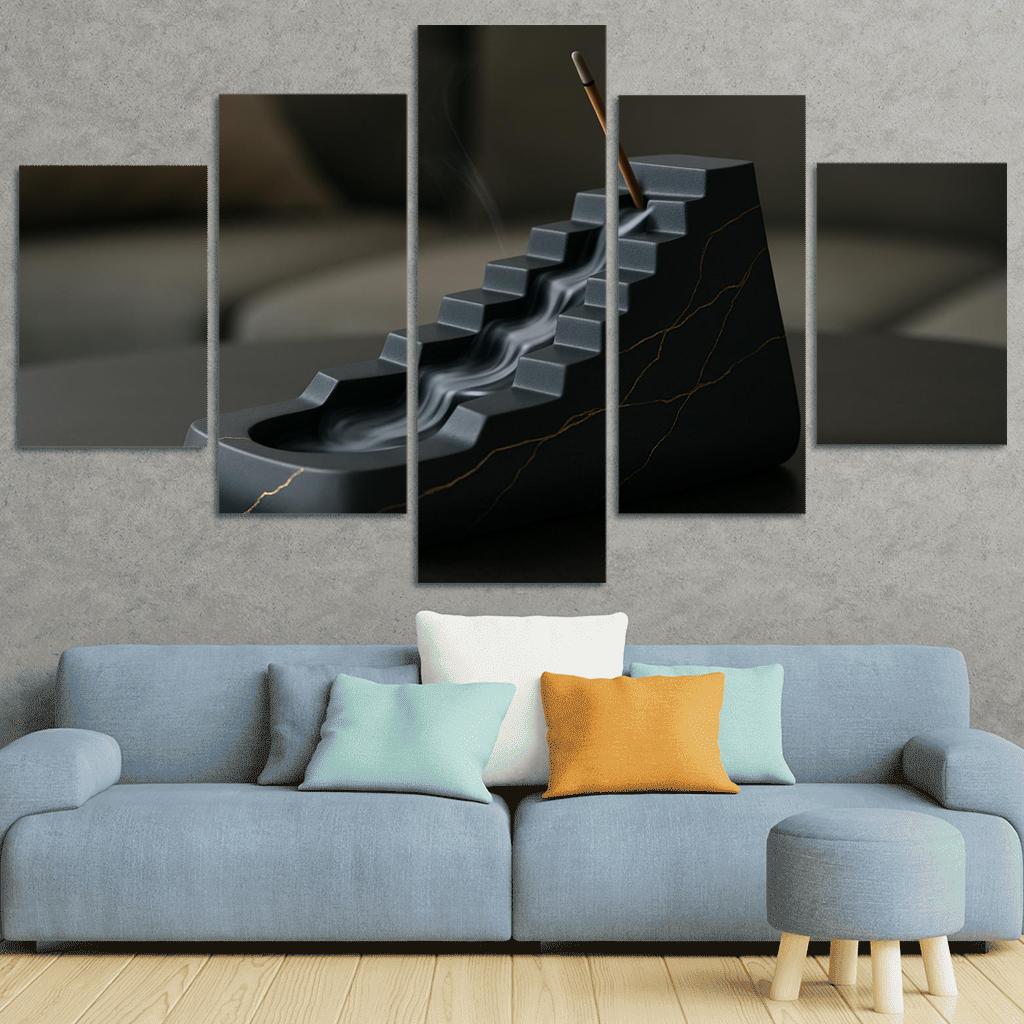 Sculptural Cascade Incense Holder multi-panel paintings
