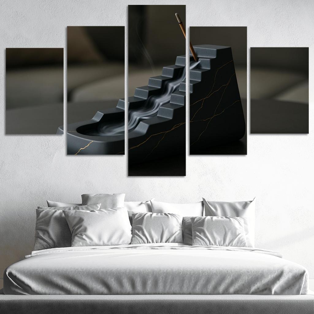 Sculptural Cascade Incense Holder multi-panel paintings