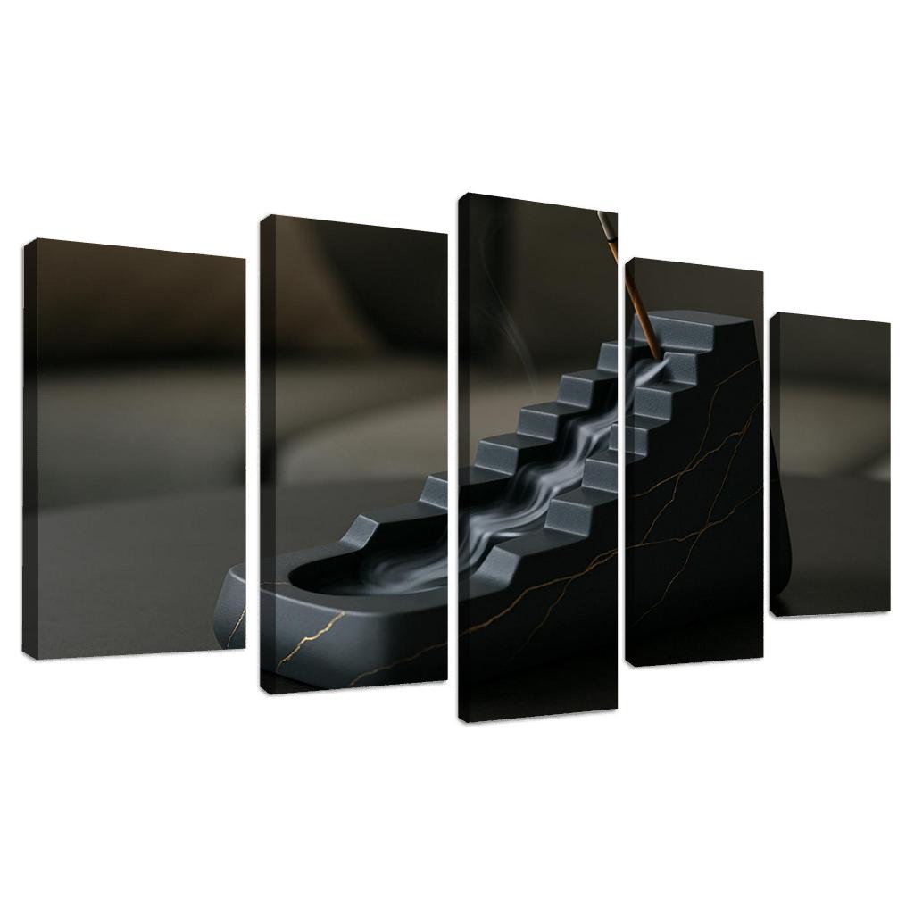 Sculptural Cascade Incense Holder multi-panel paintings