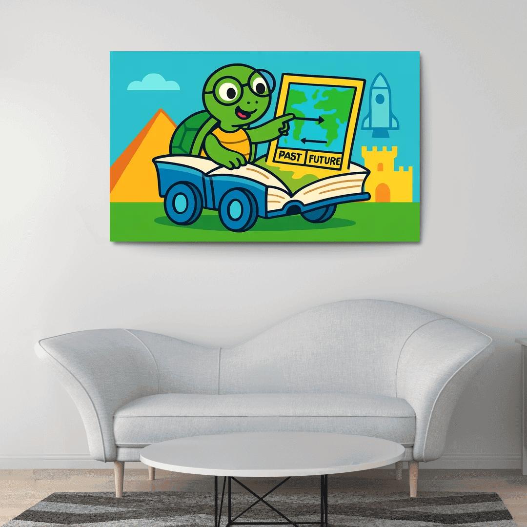 Time Traveling Turtle Library home decor
