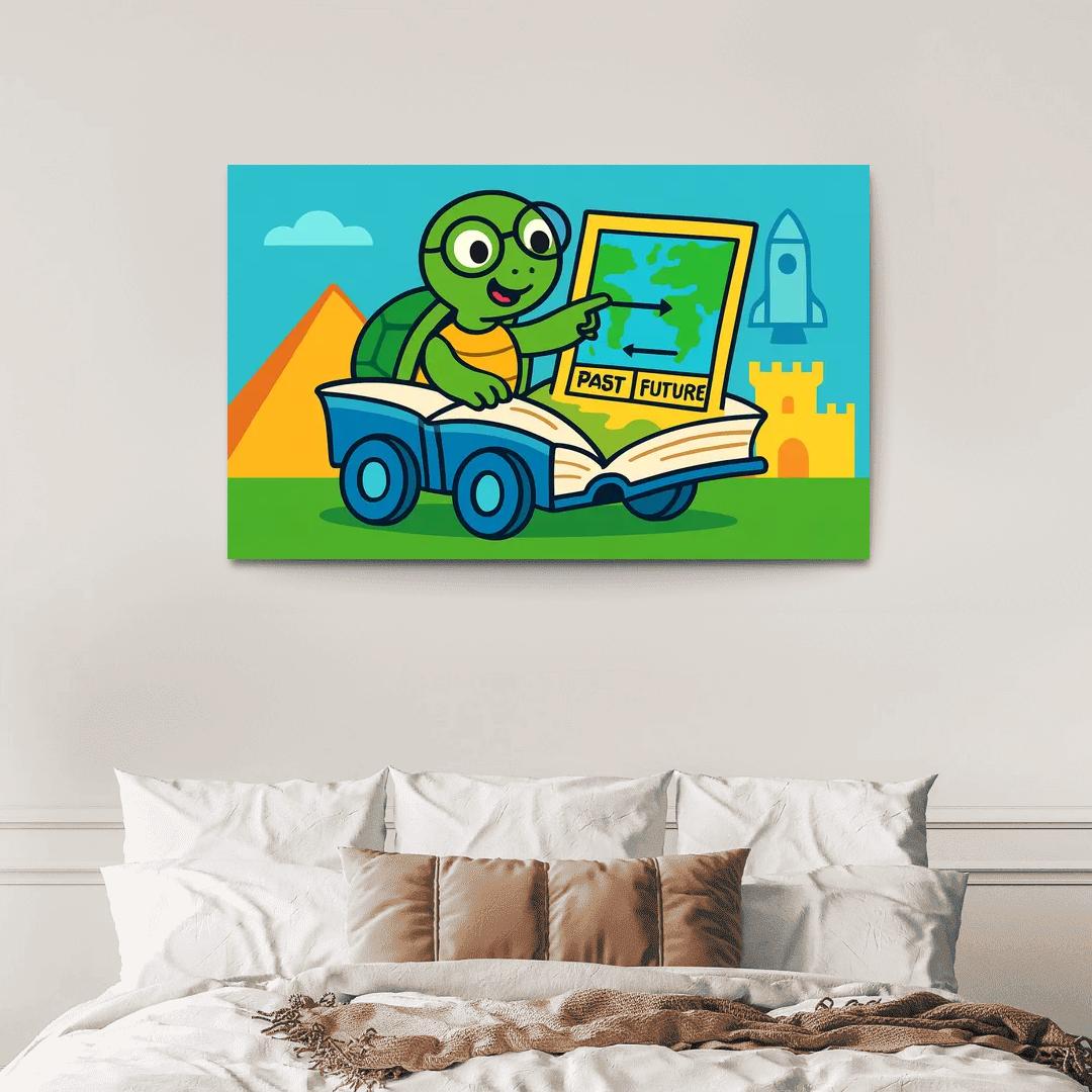 Time Traveling Turtle Library home decor