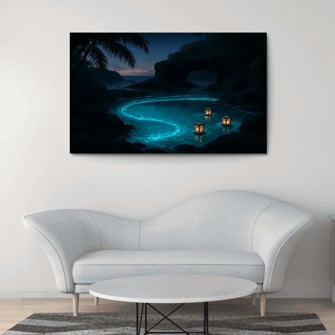 Tidal Lantern Lagoon multi-panel paintings