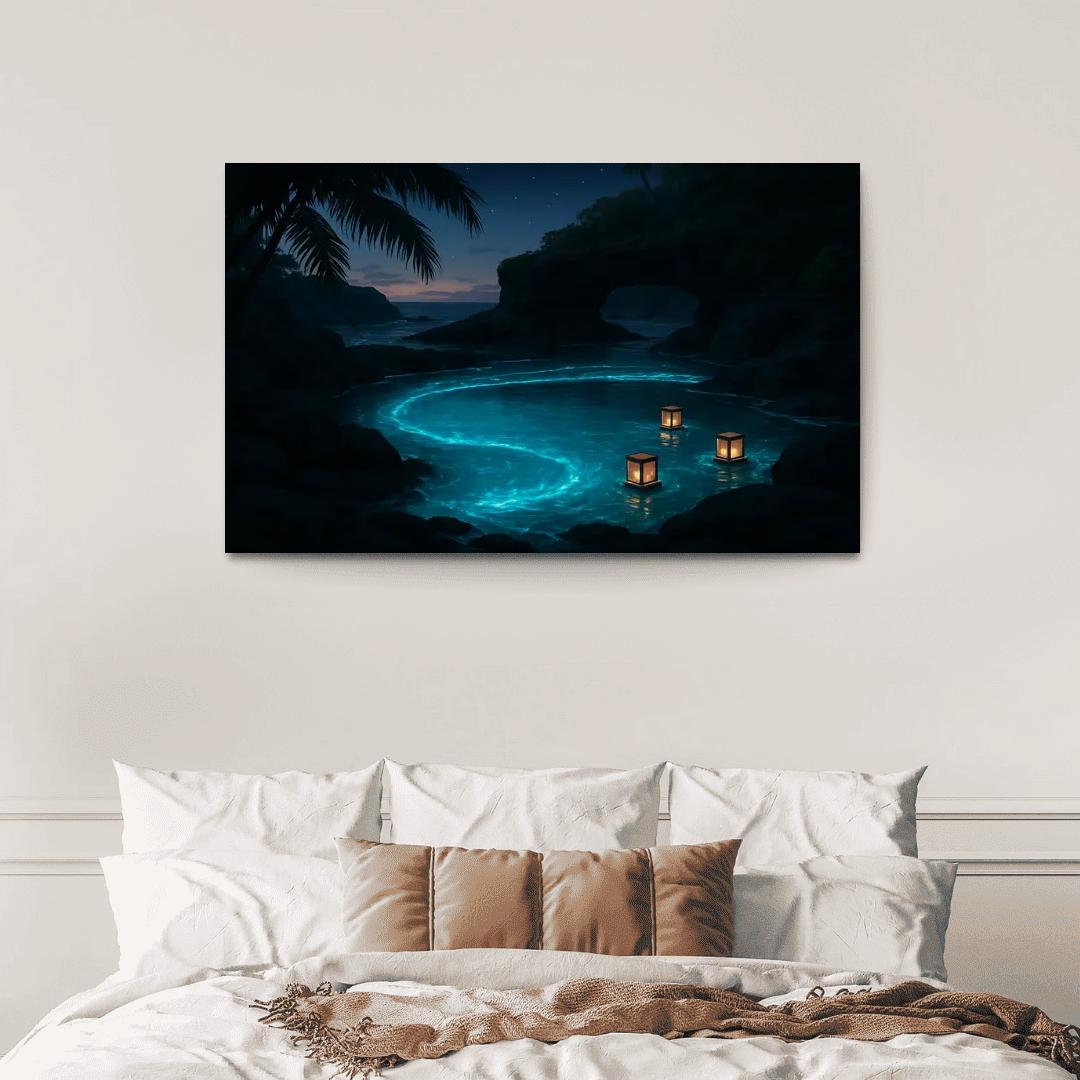 Tidal Lantern Lagoon multi-panel paintings