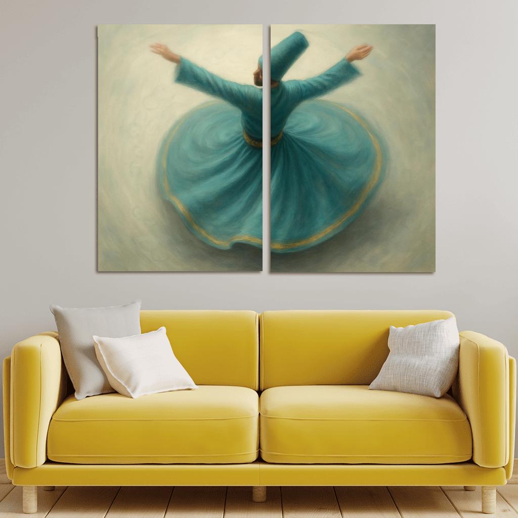 Whirling Devotion Sufi Inspired Spin Dance custom paintings frame
