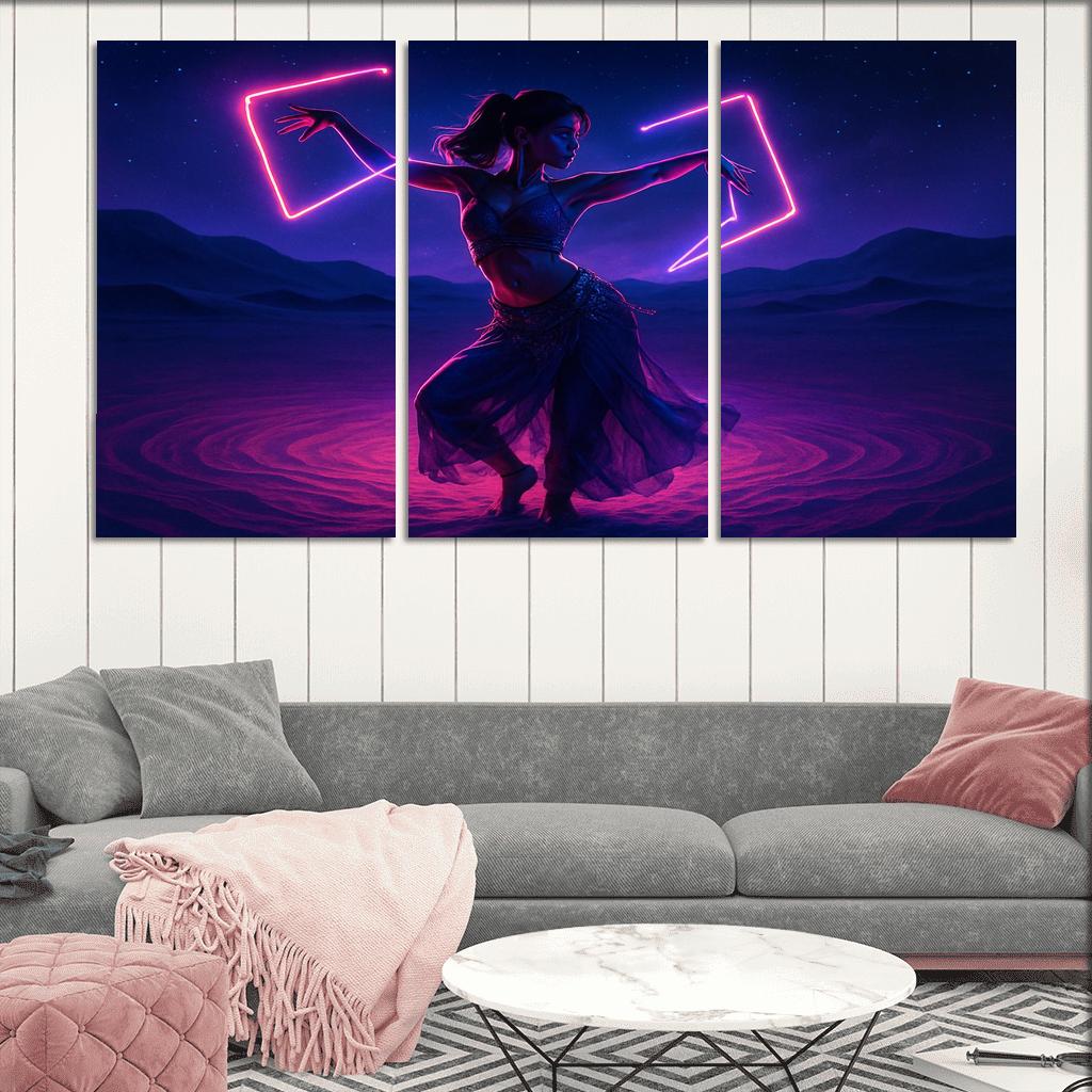 Neon Mirage Desert Fusion Dance wall art