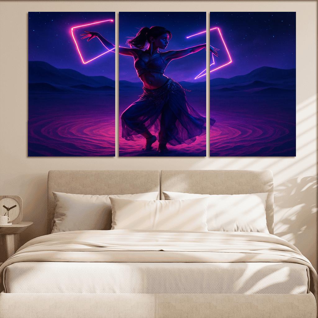 Neon Mirage Desert Fusion Dance wall art