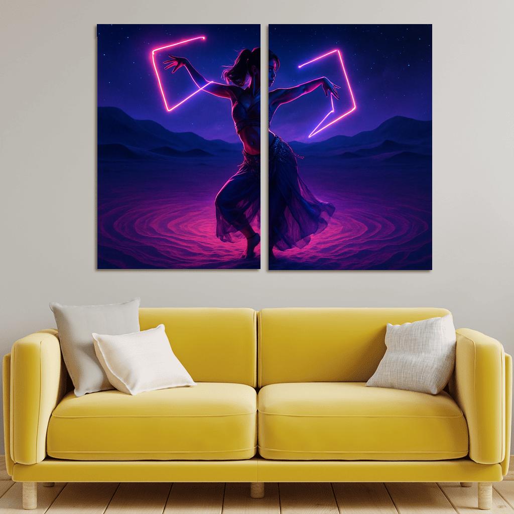 Neon Mirage Desert Fusion Dance wall art