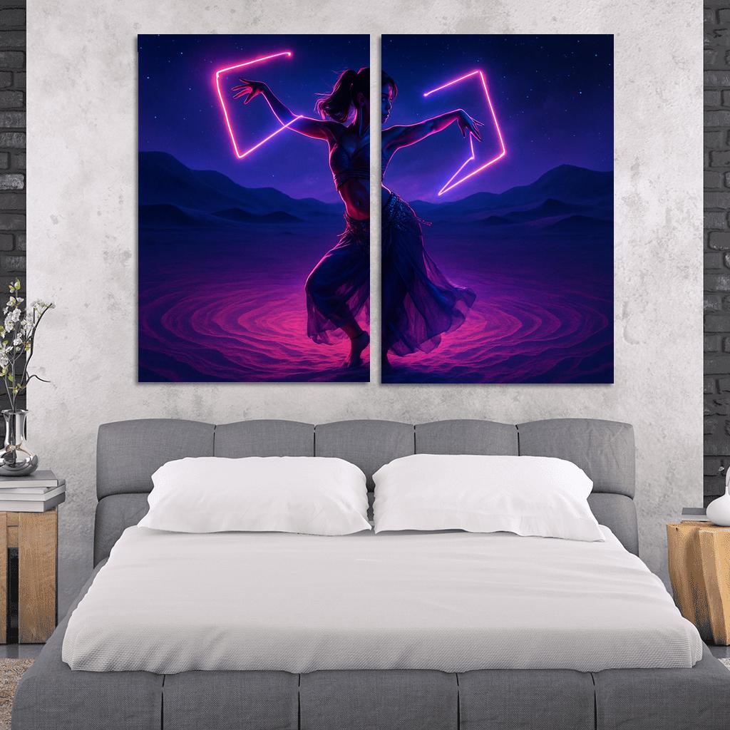 Neon Mirage Desert Fusion Dance wall art