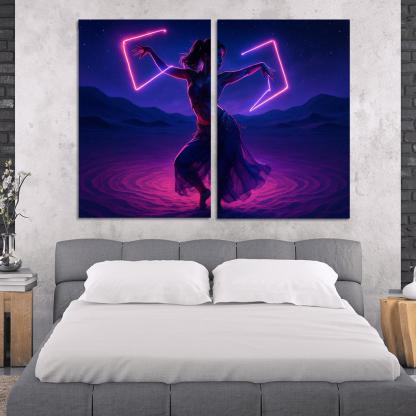 Neon Mirage Desert Fusion Dance wall art