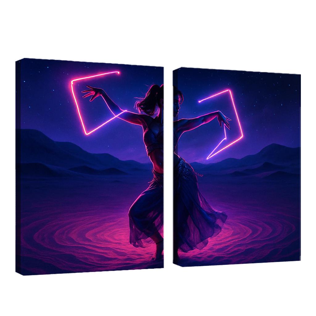 Neon Mirage Desert Fusion Dance wall art