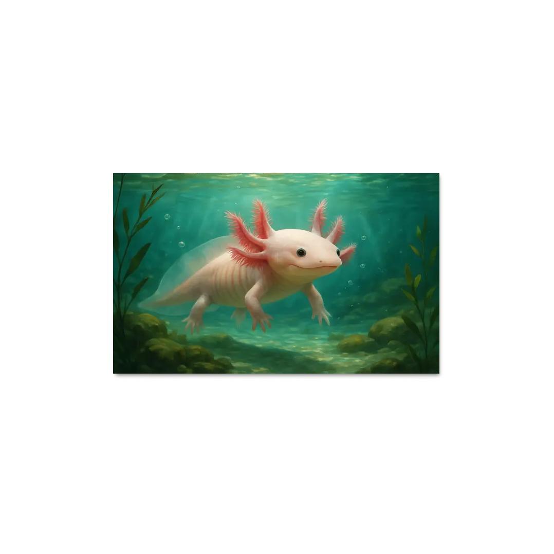 The Curious Axolotl In A Crystal Clear Lagoon framed paintings