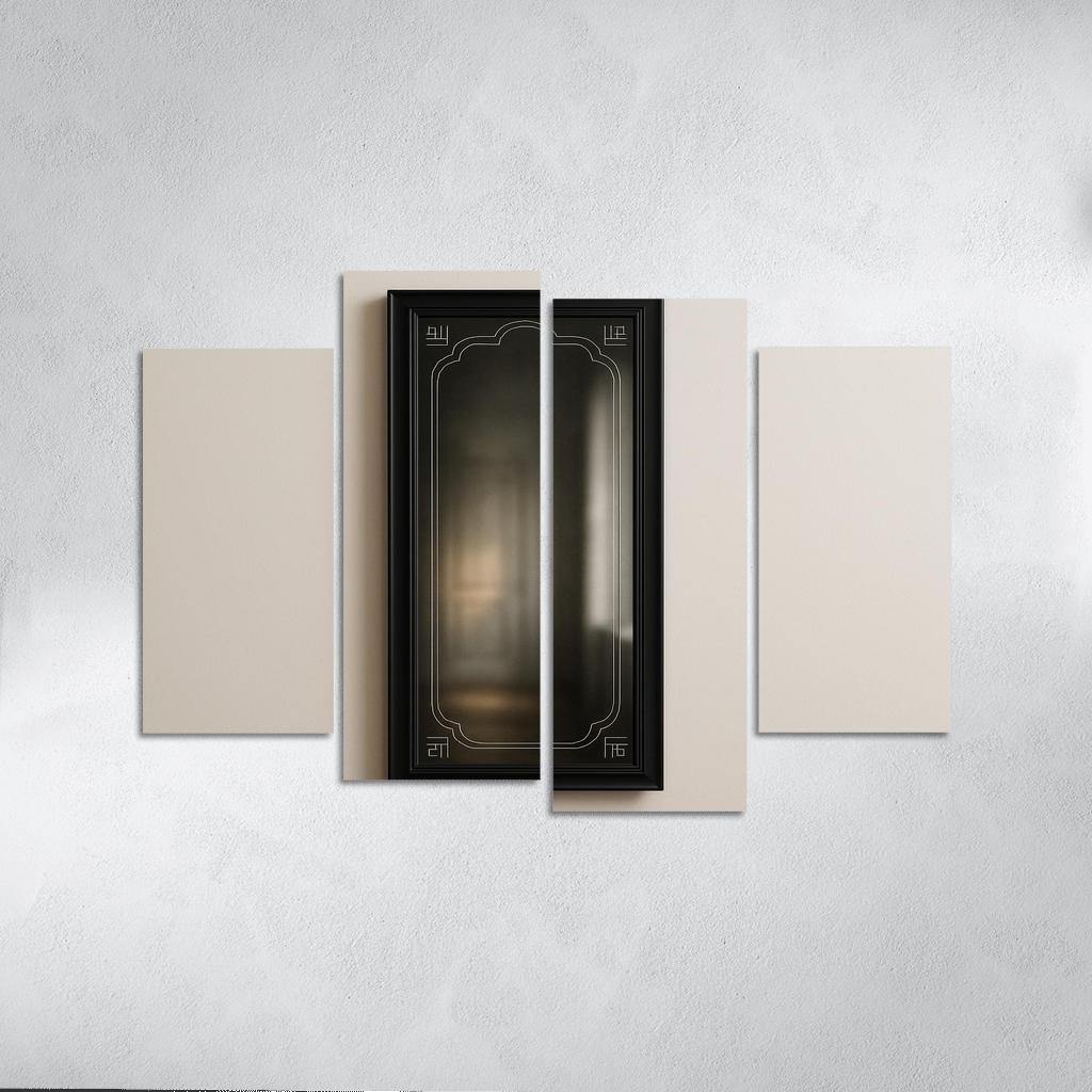 Etched Obsidian Mirror Panel framed paintings