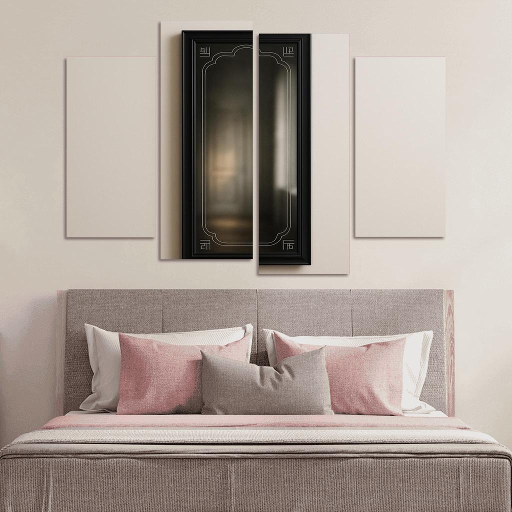 Etched Obsidian Mirror Panel framed paintings