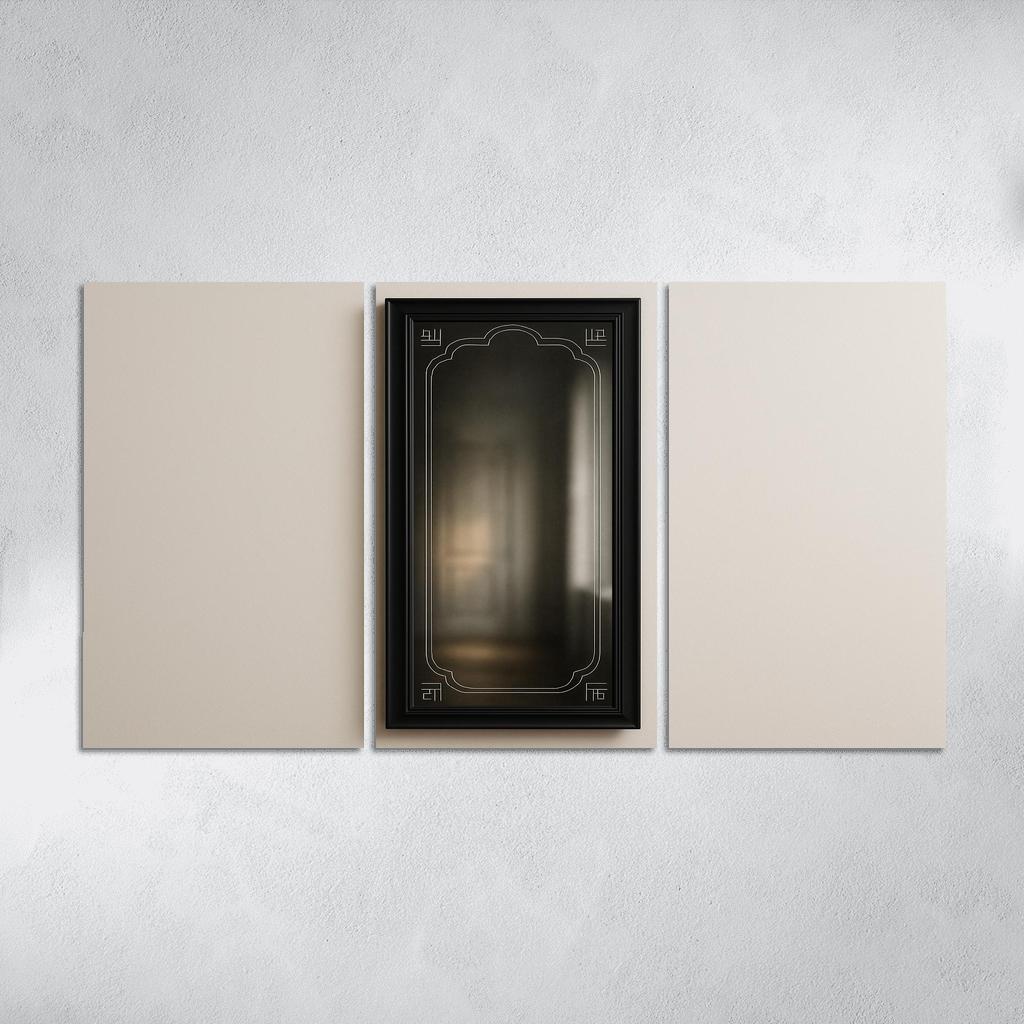 Etched Obsidian Mirror Panel framed paintings