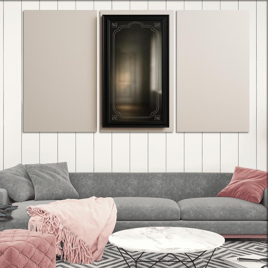 Etched Obsidian Mirror Panel framed paintings