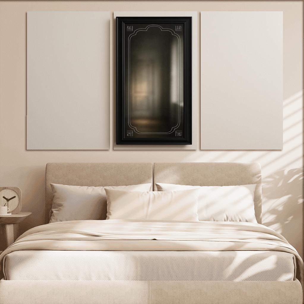 Etched Obsidian Mirror Panel framed paintings