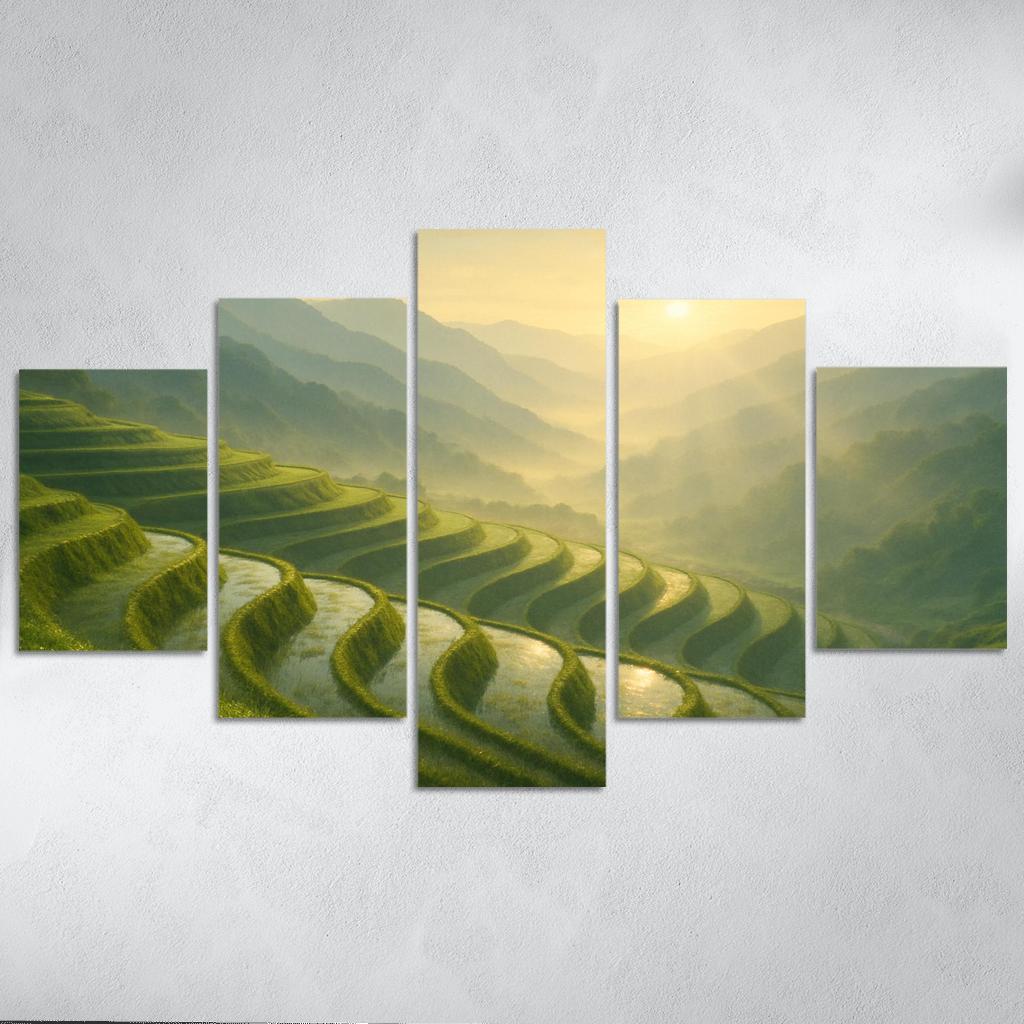 Golden Mist Over The Terraced Valley wall decor