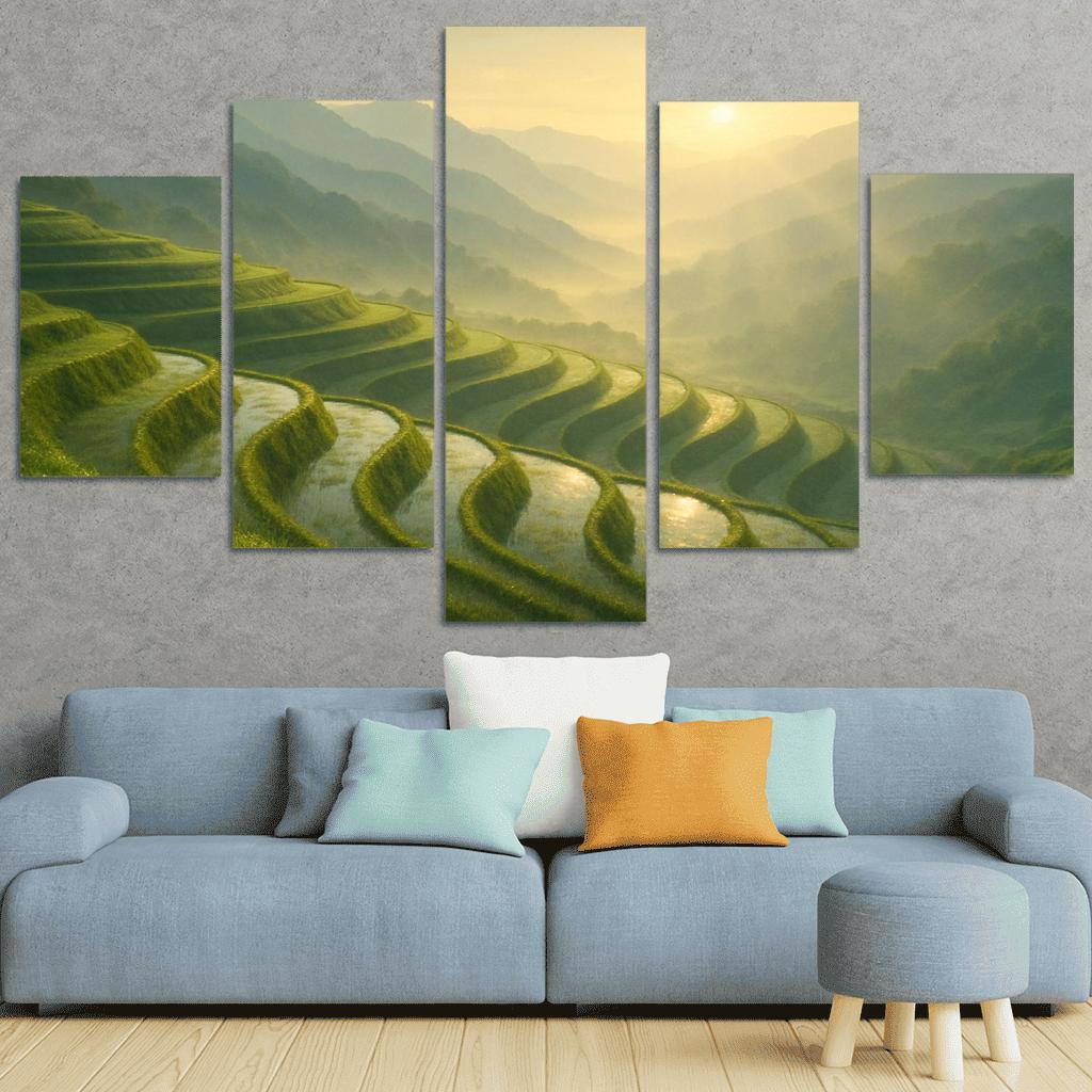 Golden Mist Over The Terraced Valley wall decor