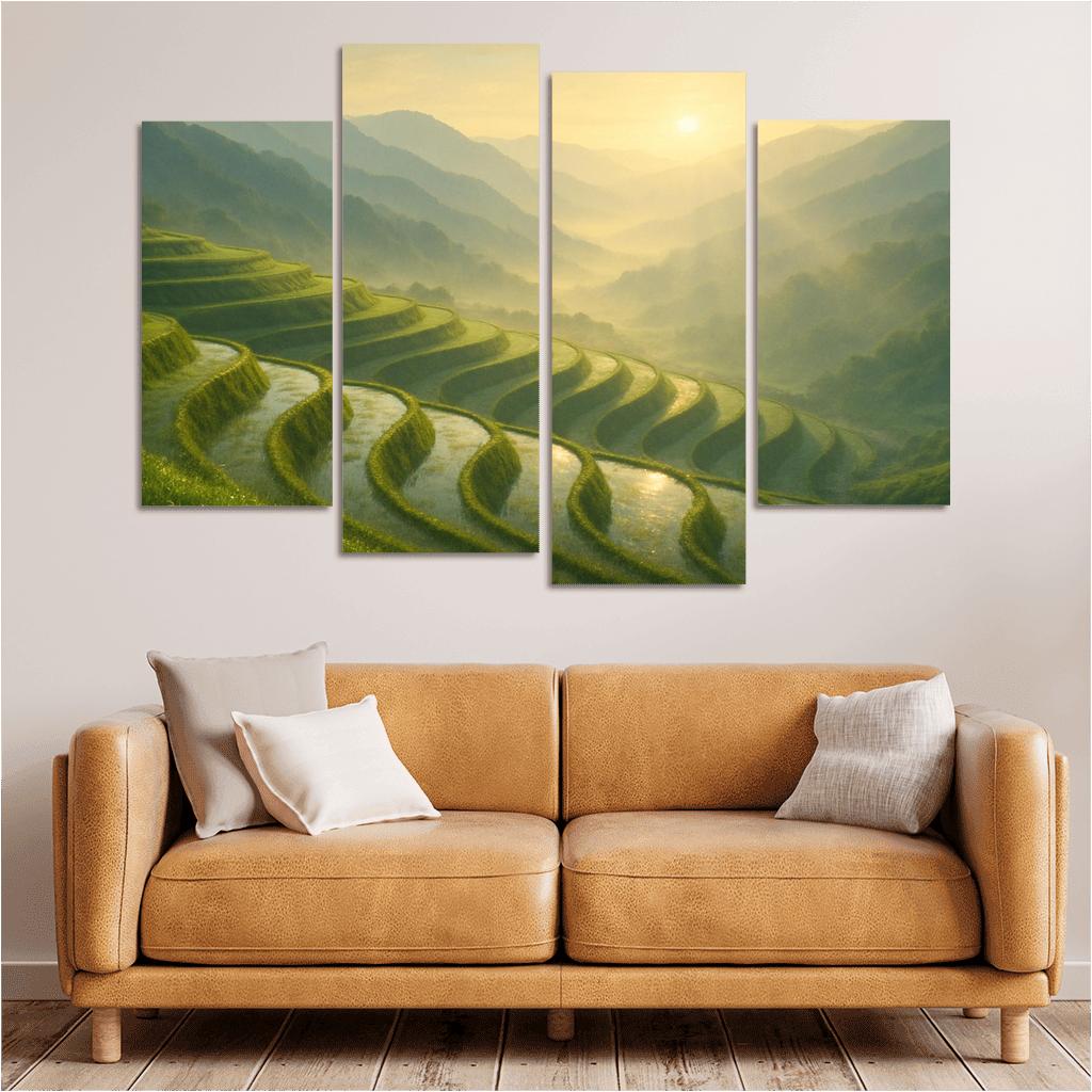Golden Mist Over The Terraced Valley wall decor