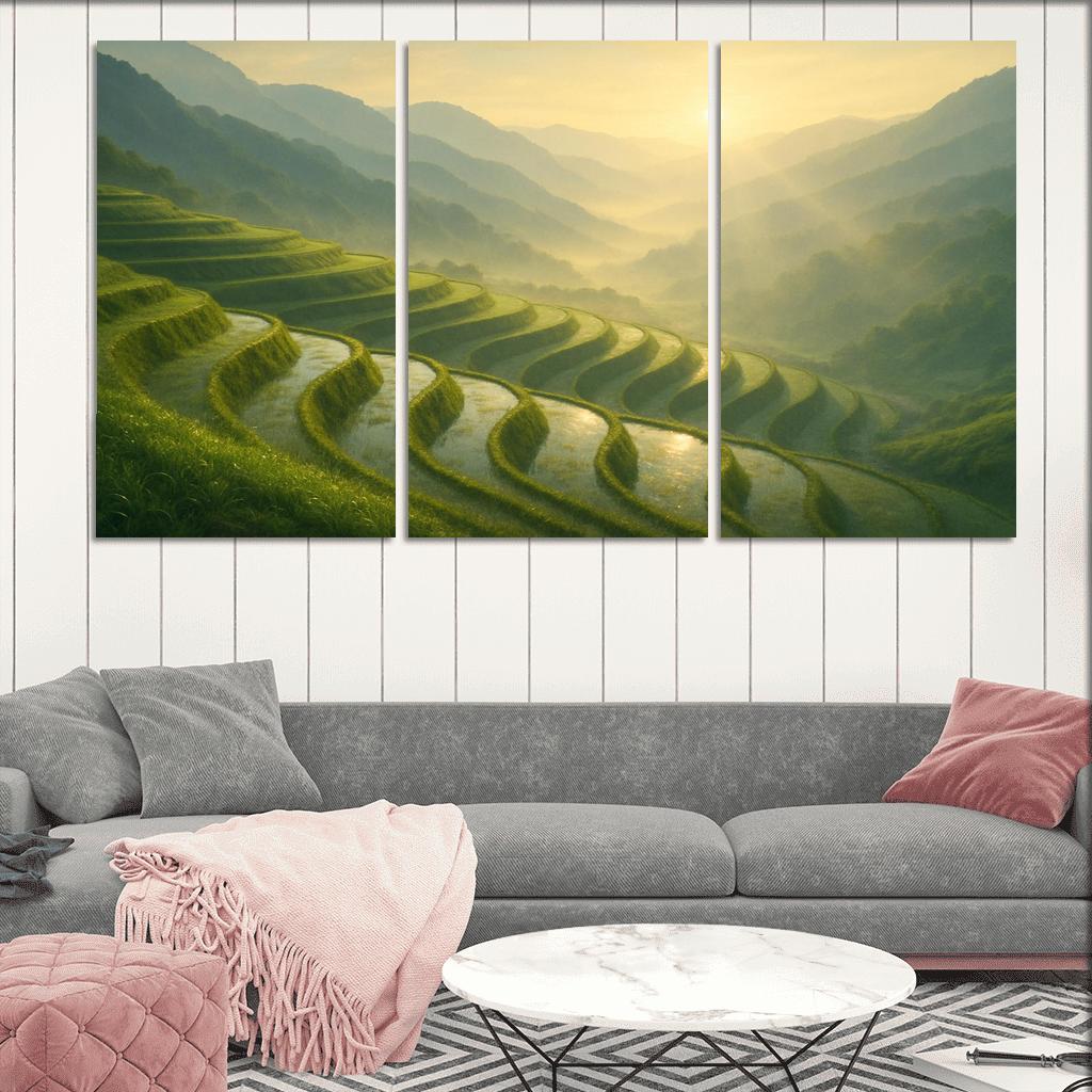 Golden Mist Over The Terraced Valley wall decor