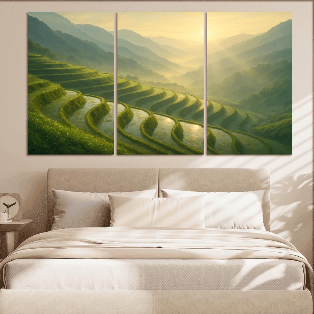 Golden Mist Over The Terraced Valley wall decor