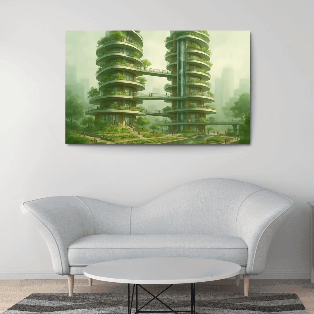 Vertical Commons Garden Towers abstract paintings frame