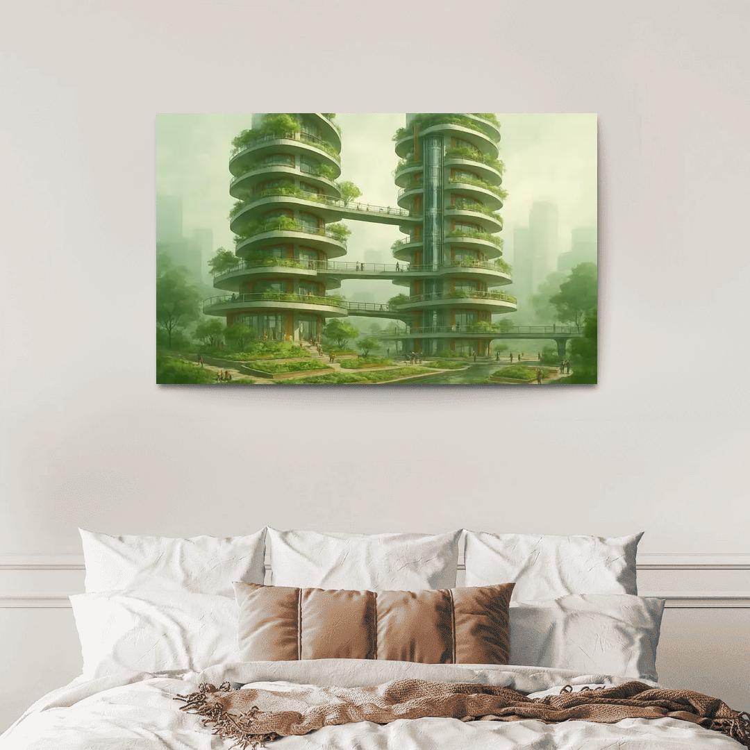 Vertical Commons Garden Towers abstract paintings frame
