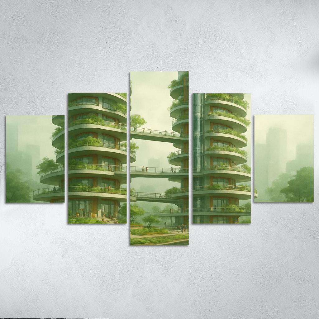 Vertical Commons Garden Towers abstract paintings frame