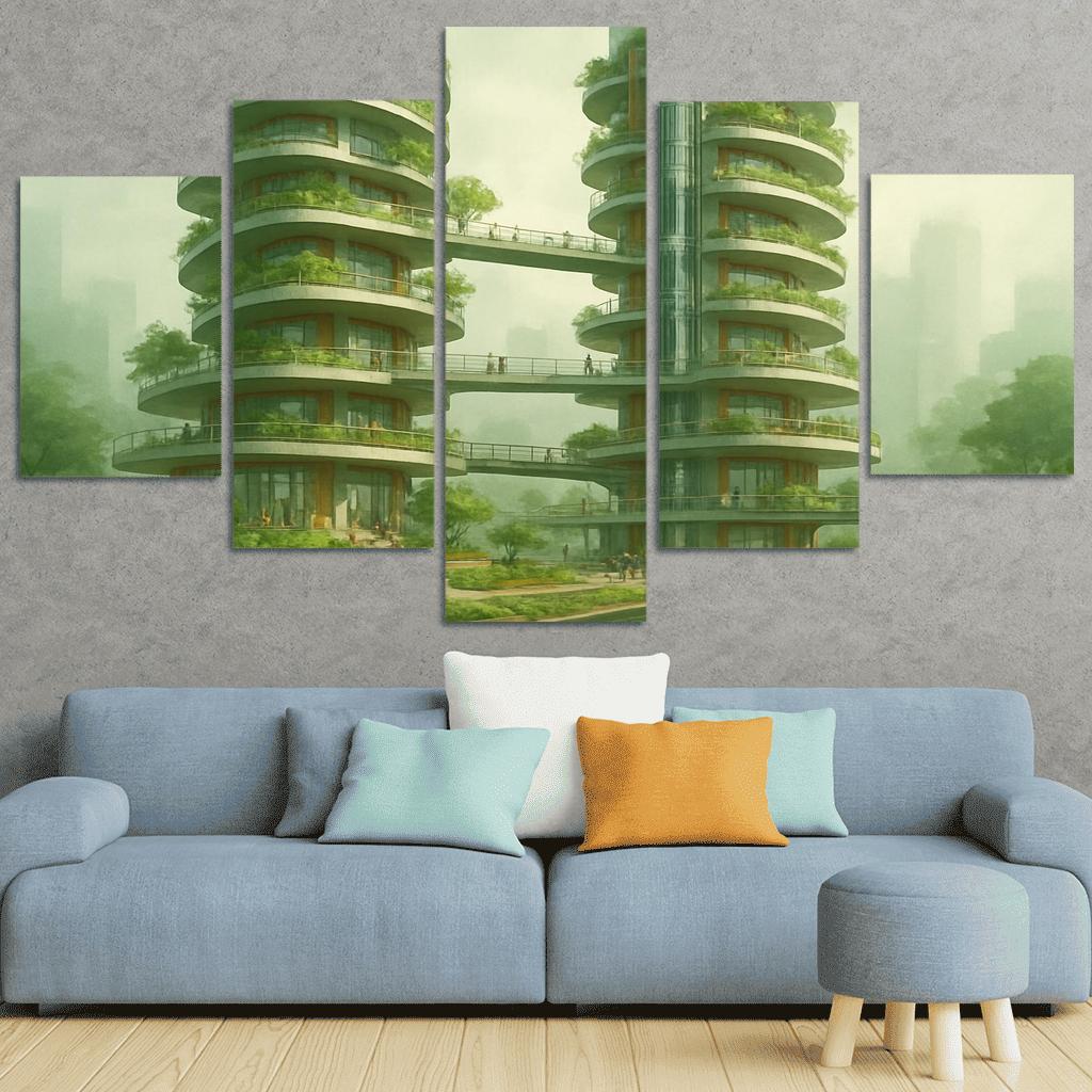 Vertical Commons Garden Towers abstract paintings frame