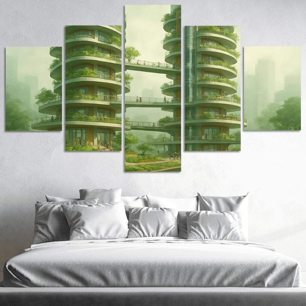 Vertical Commons Garden Towers abstract paintings frame
